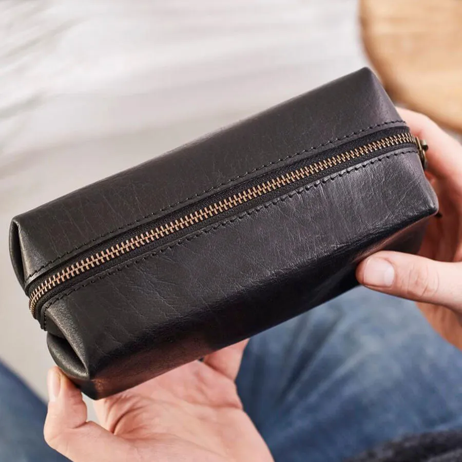 Leather Shaving Bag and Razor Cover