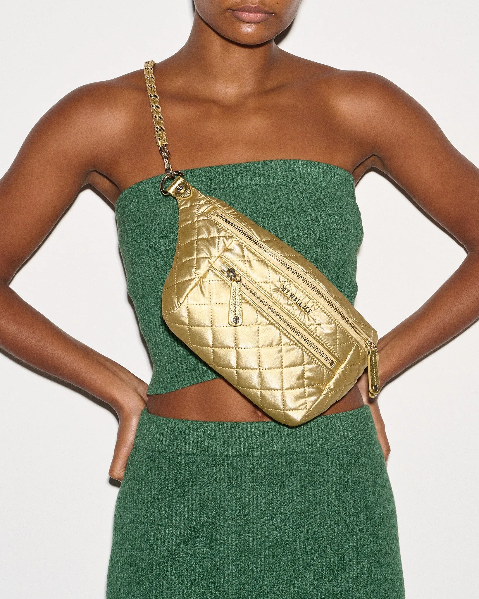 Light Gold Pearl Metallic Small Crosby Crossbody Sling