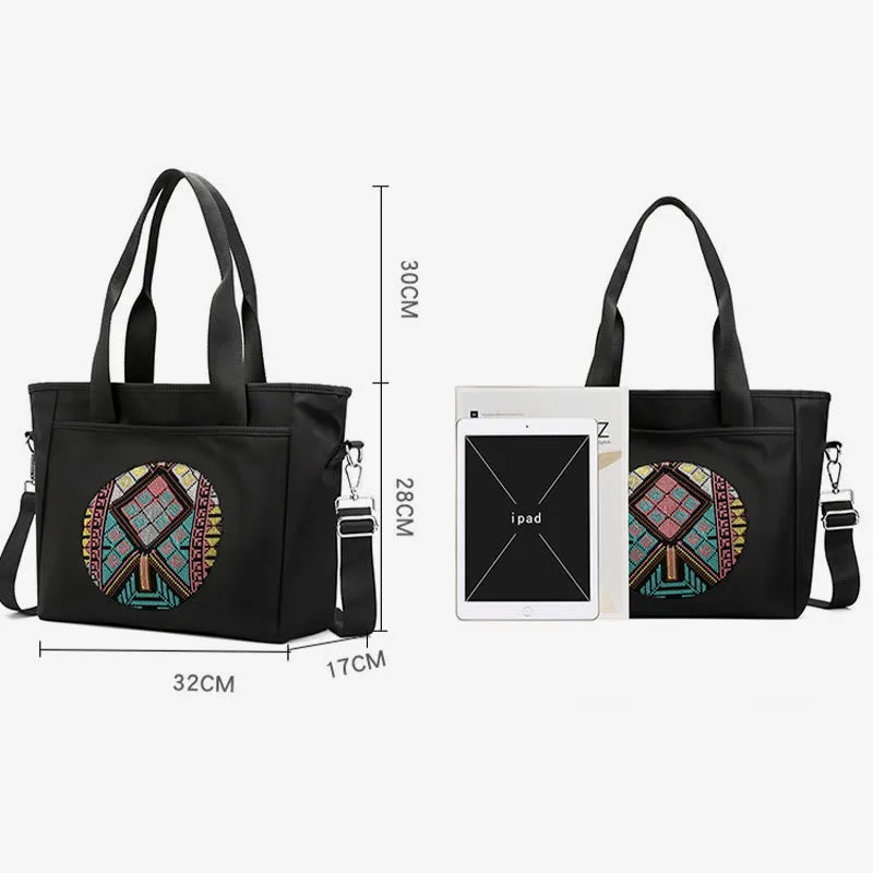 Lightweight Nylon Tote Ethnic Waterproof Shoulder Purse For Women