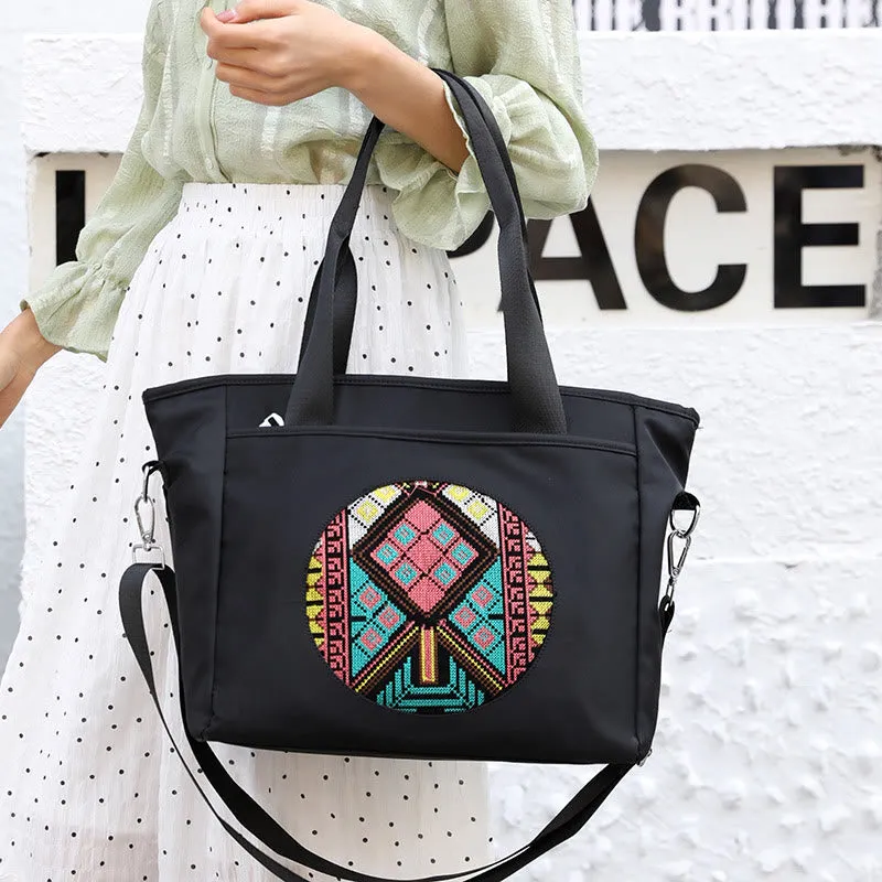 Lightweight Nylon Tote Ethnic Waterproof Shoulder Purse For Women
