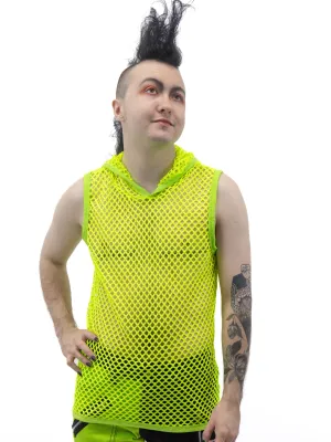Lime Fishnet Hoodie Tank Top UNISEX