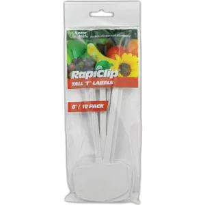 LUSTER LEAF RAPICLIP PLASTIC TALL T LABELS (8 IN-10 PK, WHITE)