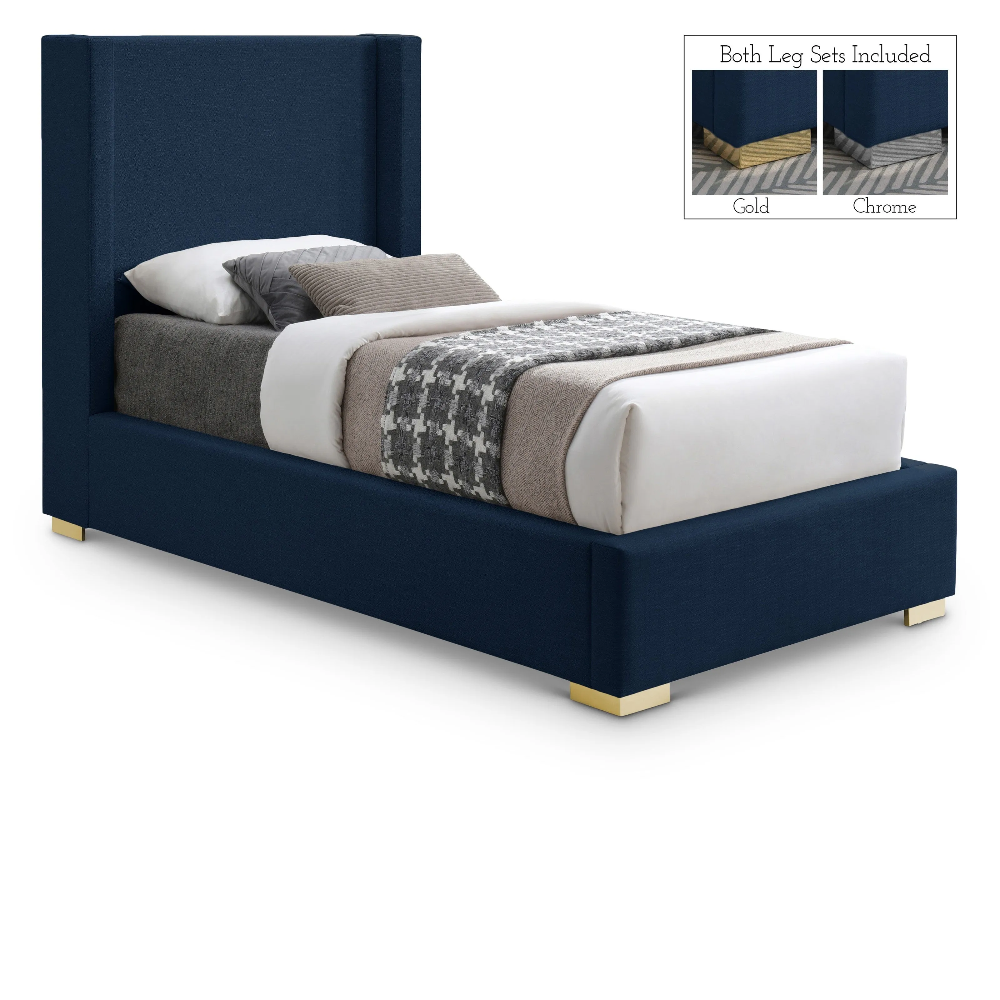 Meridian Furniture Royce Linen Textured Bed