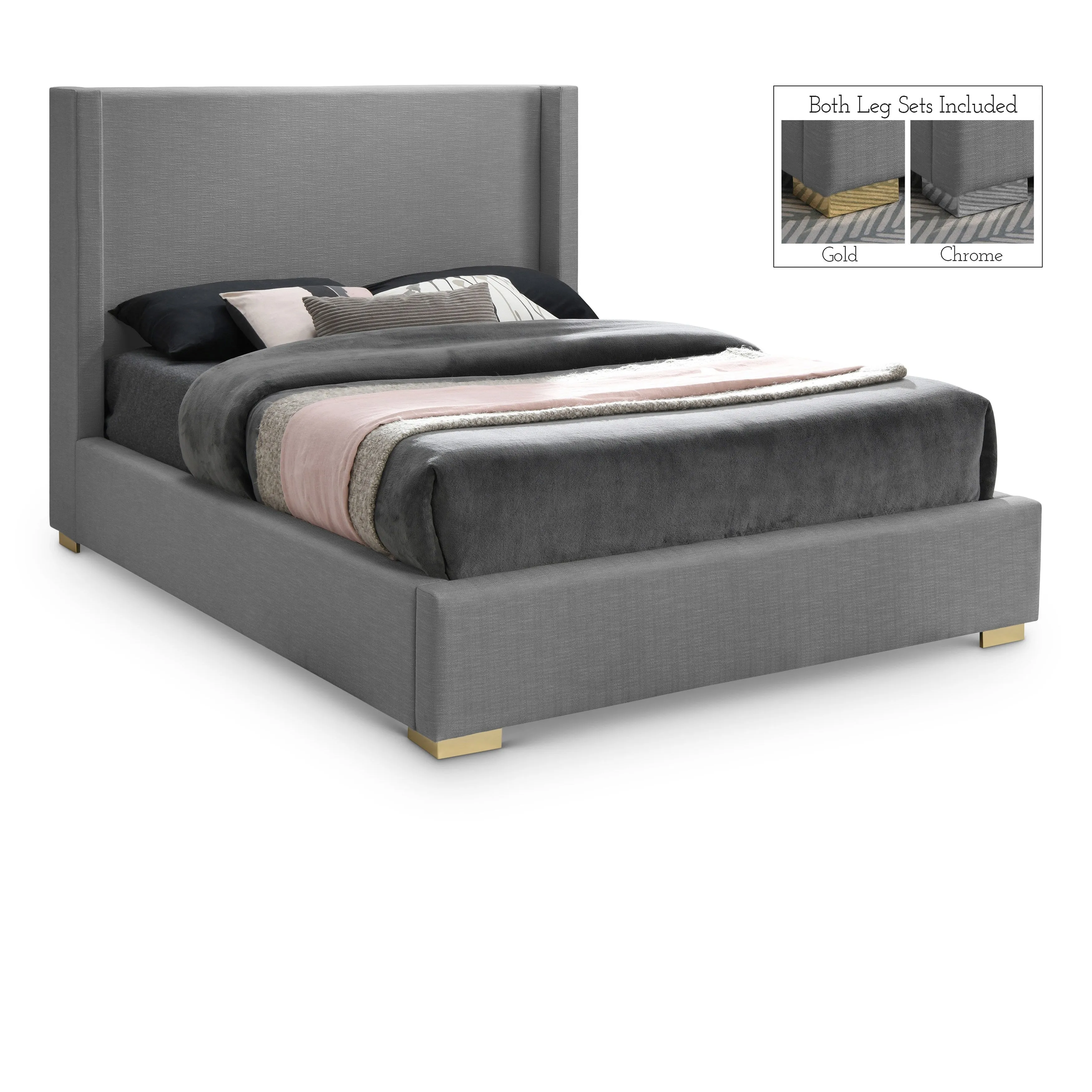 Meridian Furniture Royce Linen Textured Bed