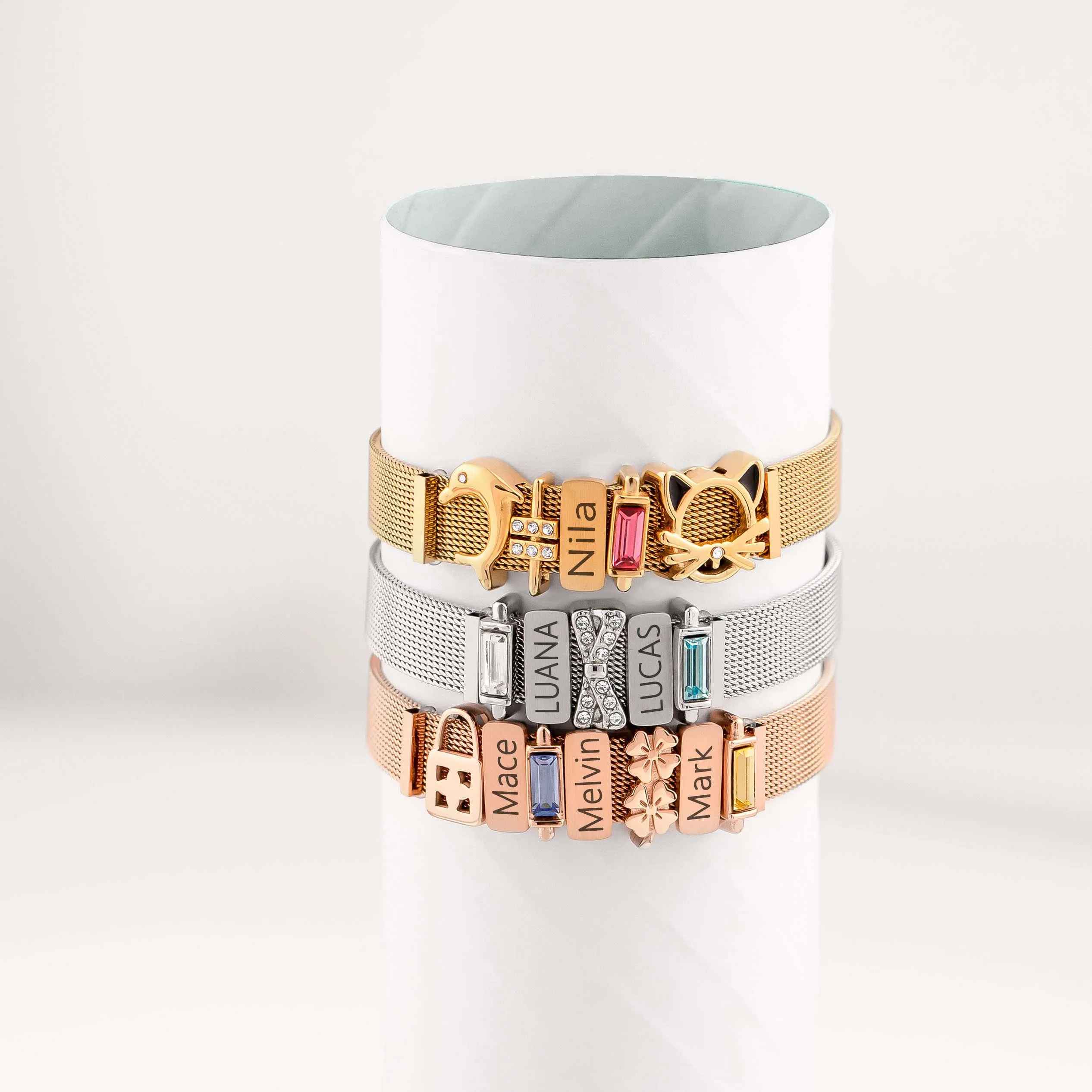 Mesh charm xena rosé gold