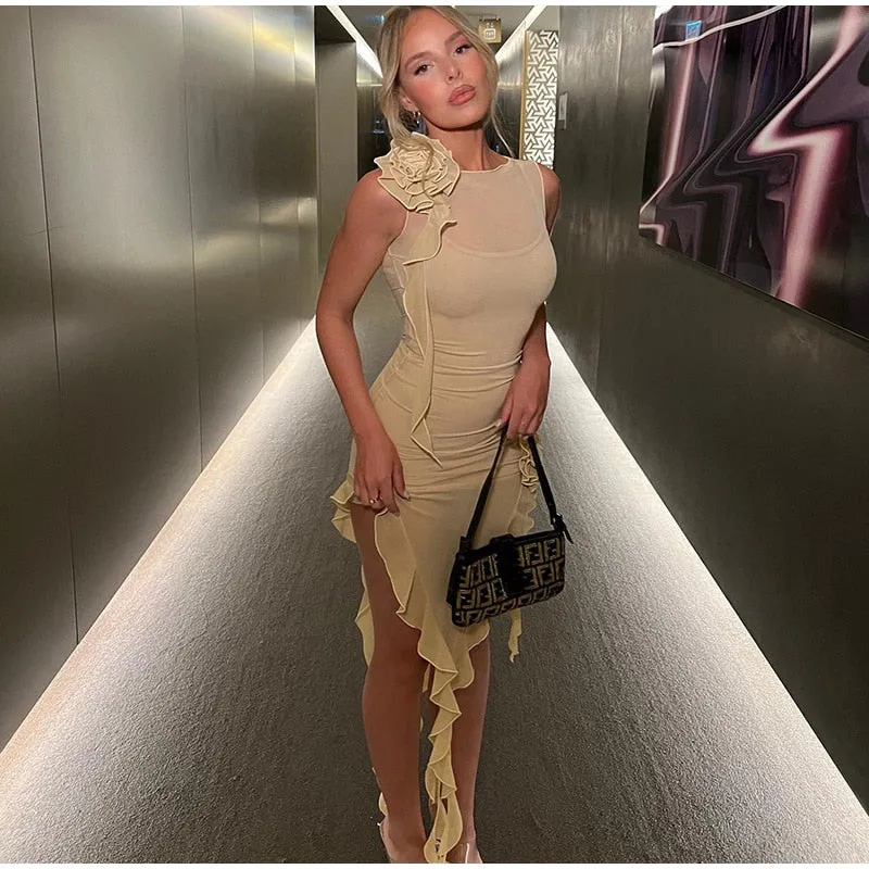 Mesh Tassels Fairy Dress/ See-Through Summer Elegance