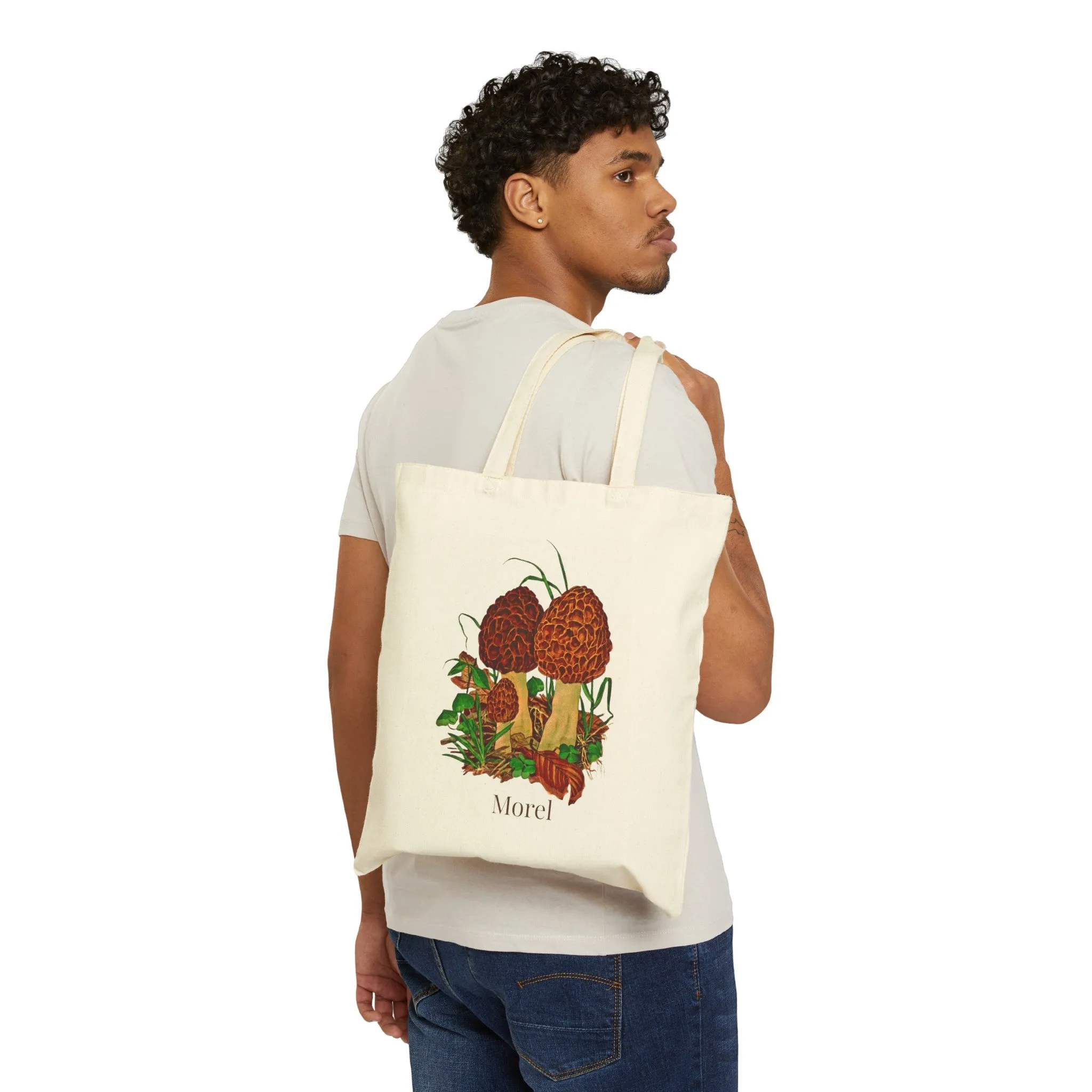 Morel Mushroom Cotton Canvas Tote Bag