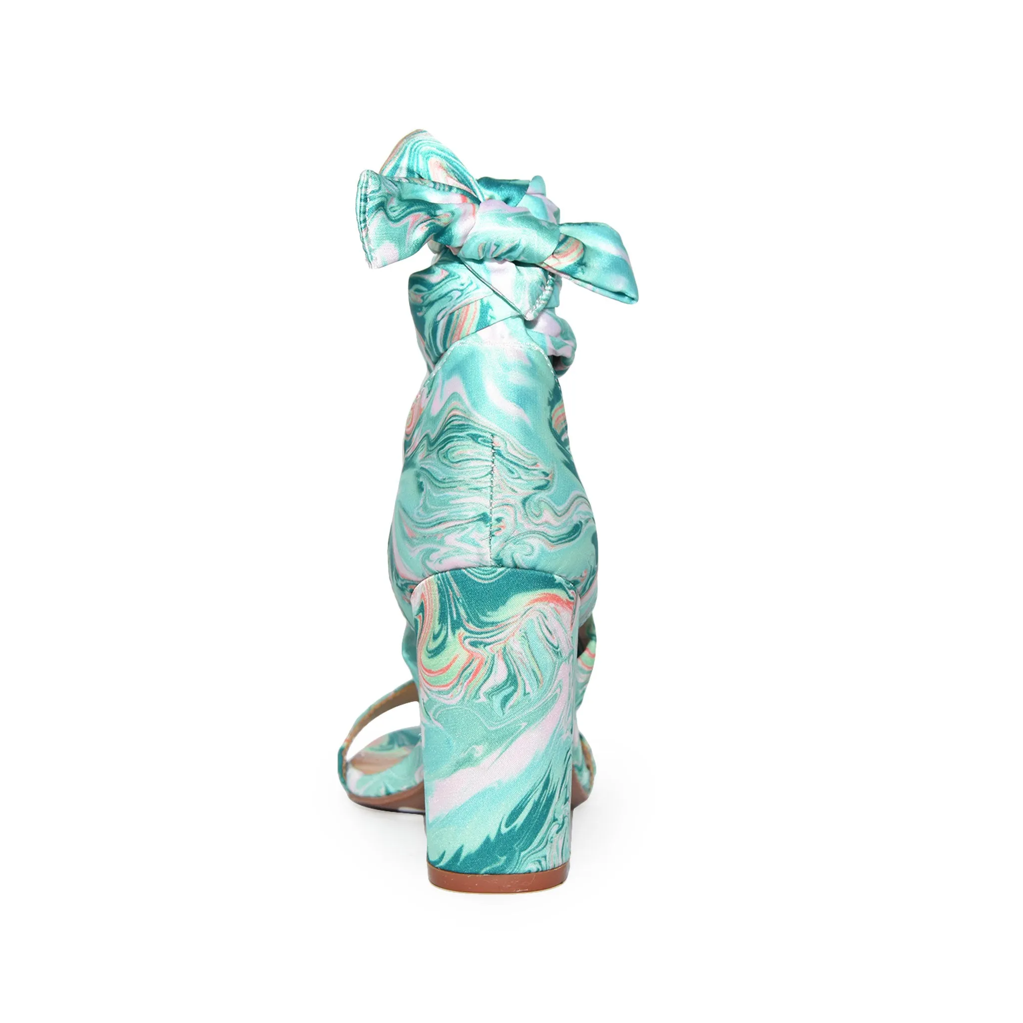 MORRY-07 Satin Lace-Up Marble Block Heel Sandals