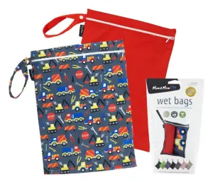 Mum2Mum Wet Bags Twin Pack - CONSTRUCTION / RED