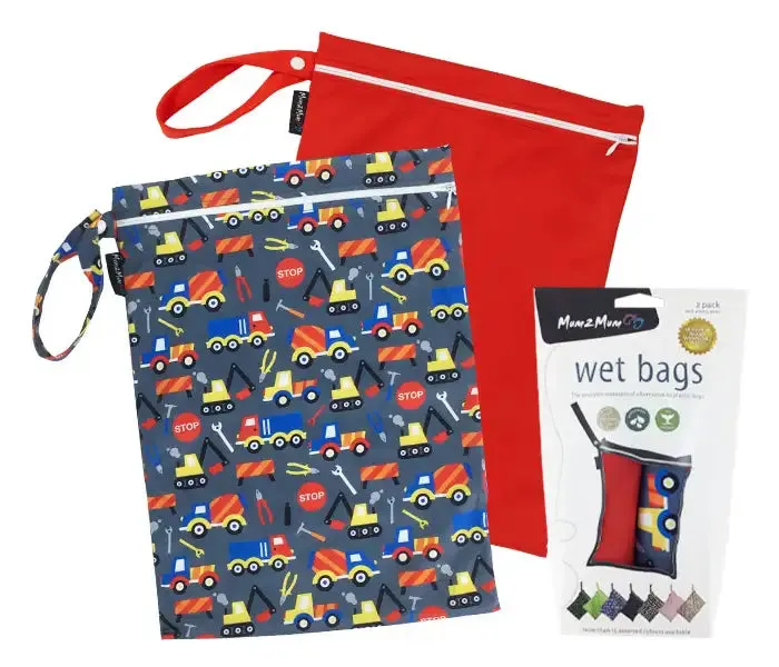 Mum2Mum Wet Bags Twin Pack - CONSTRUCTION / RED