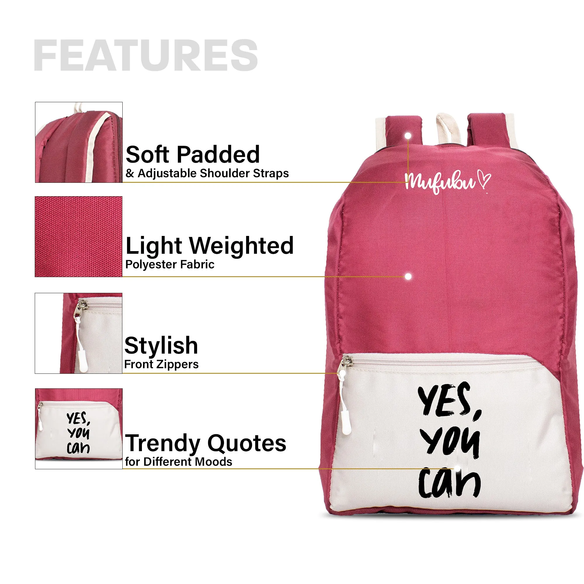 Nano Backpack 15 Ltr Yes You Can Wine   Beige