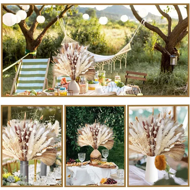 Natural Pampas Grass Dried Flower Bouquet Boho Home Decor Hotel Office Garden Decoration Accessories Christmas Artificial Flower