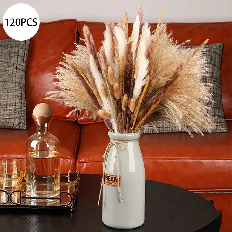 Natural Pampas Grass Dried Flower Bouquet Boho Home Decor Hotel Office Garden Decoration Accessories Christmas Artificial Flower