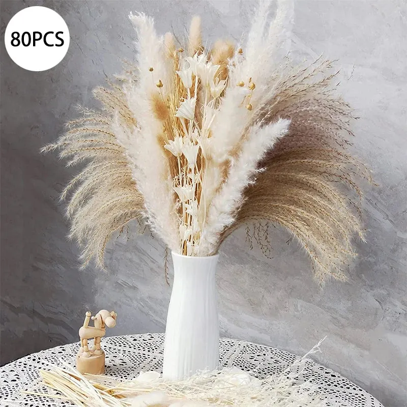 Natural Pampas Grass Dried Flower Bouquet Boho Home Decor Hotel Office Garden Decoration Accessories Christmas Artificial Flower