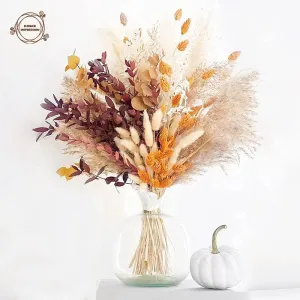 Natural Pampas Grass Dried Flower Bouquet Boho Home Decor Hotel Office Garden Decoration Accessories Christmas Artificial Flower