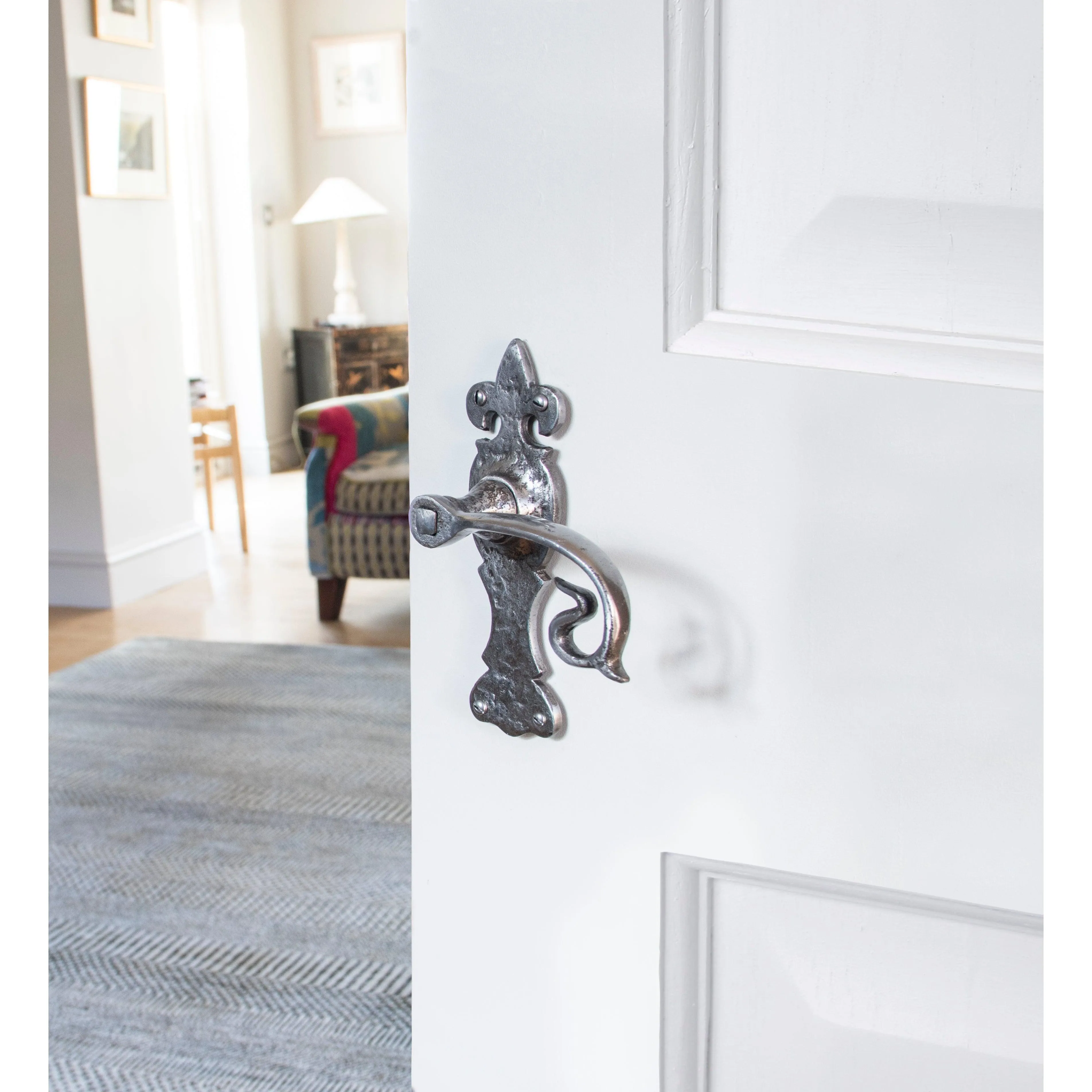 Natural Textured Curly Lever Latch Set | From The Anvil