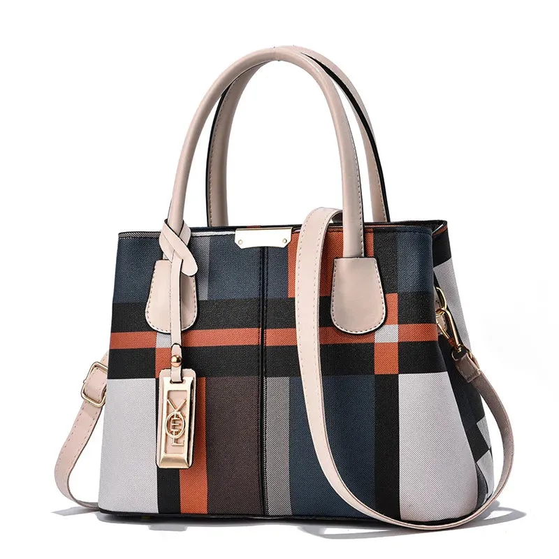 Newposs Modern Plaid Elegance Tote: Trendsetting Style