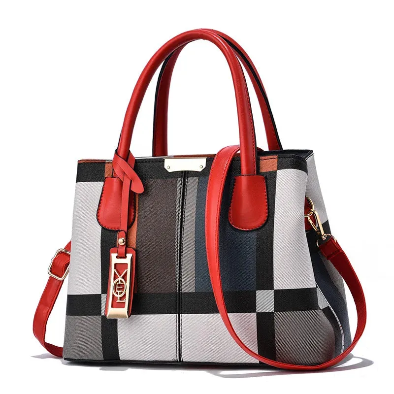 Newposs Modern Plaid Elegance Tote: Trendsetting Style