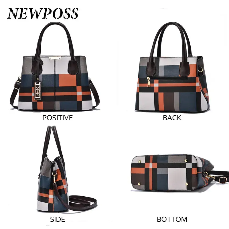 Newposs Modern Plaid Elegance Tote: Trendsetting Style