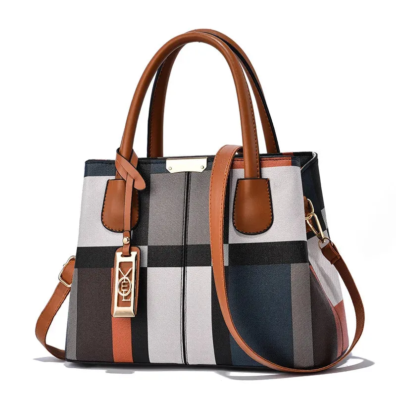Newposs Modern Plaid Elegance Tote: Trendsetting Style
