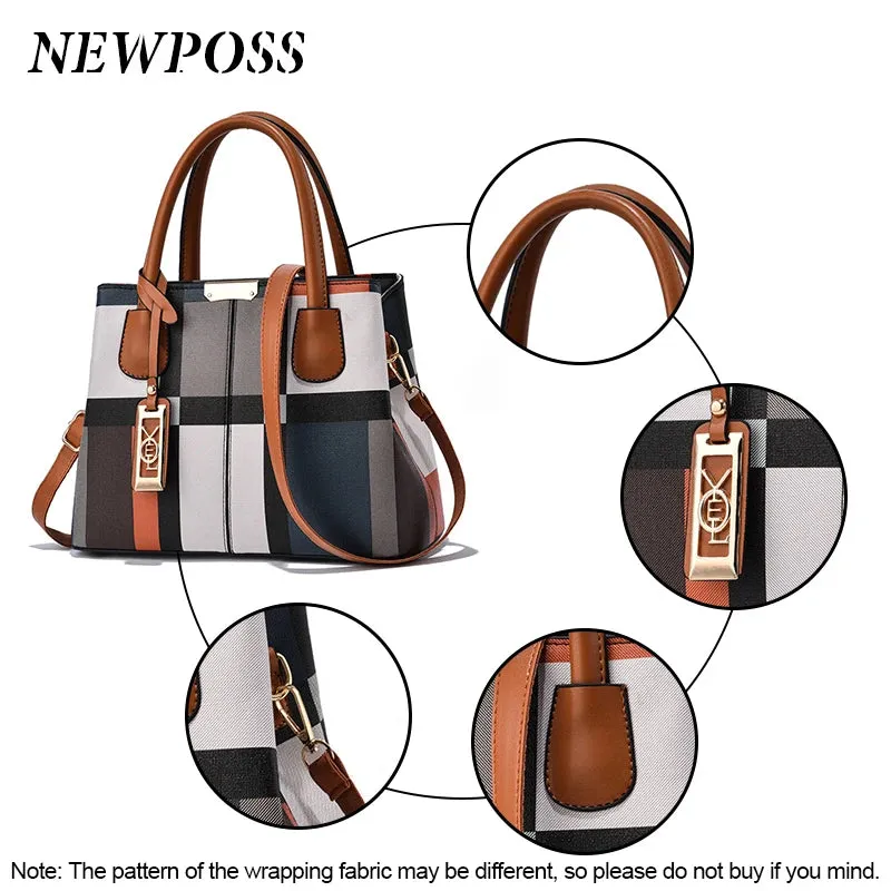 Newposs Modern Plaid Elegance Tote: Trendsetting Style