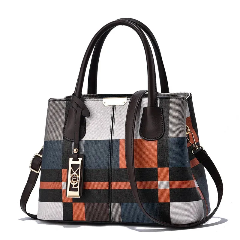 Newposs Modern Plaid Elegance Tote: Trendsetting Style