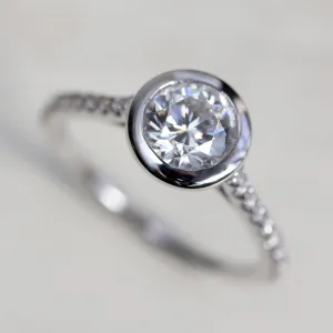 Open Bezel Pave Solitaire Engagement Ring