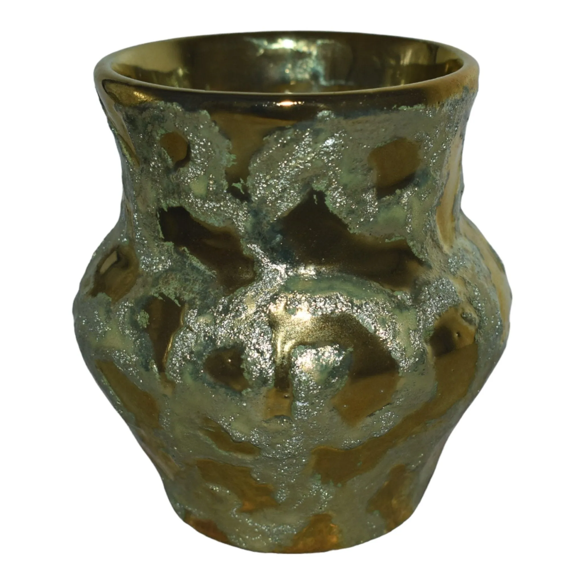 Paul Katrich Studio Pottery Gold Volcanic Metallic Luster Hand Made Vase 838