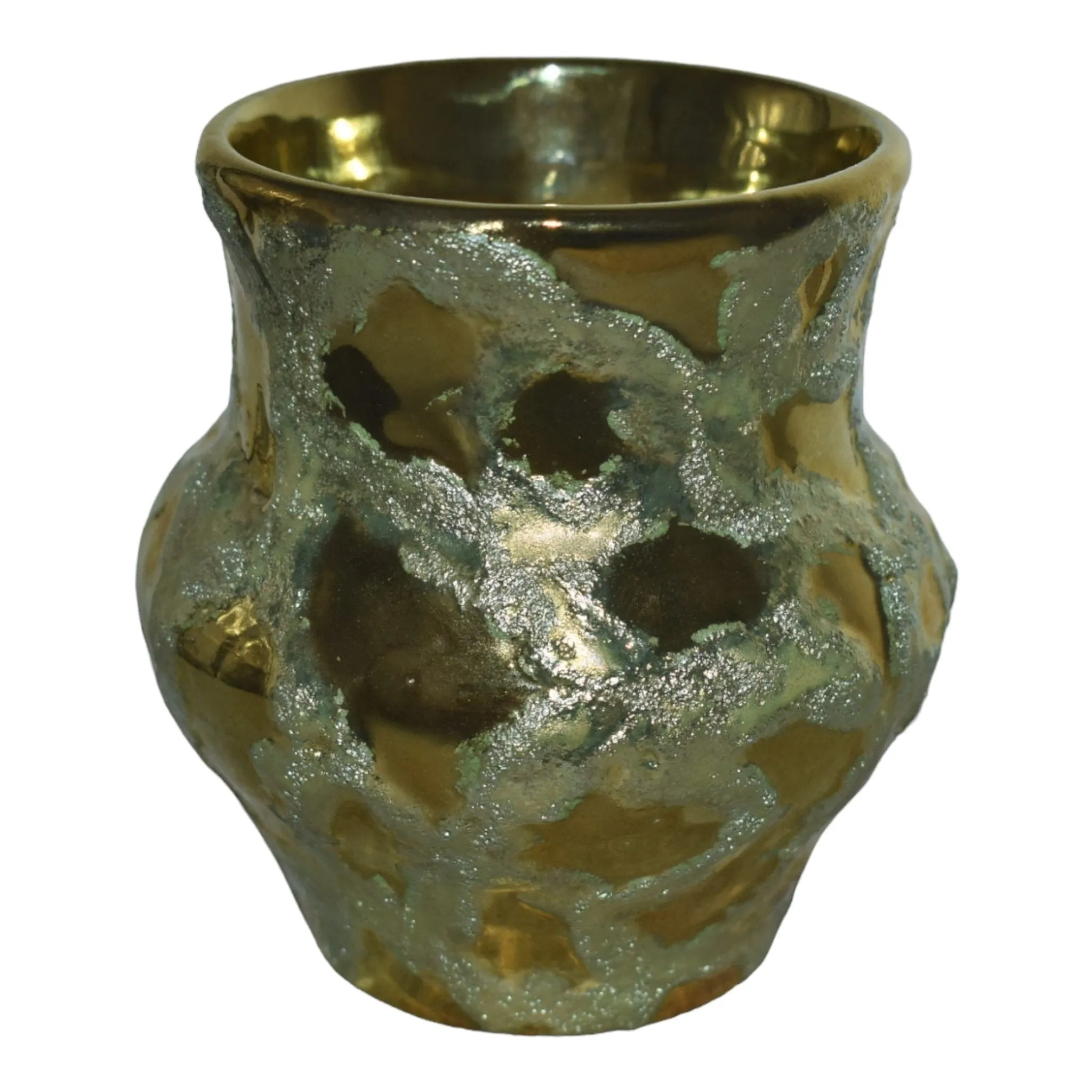 Paul Katrich Studio Pottery Gold Volcanic Metallic Luster Hand Made Vase 838