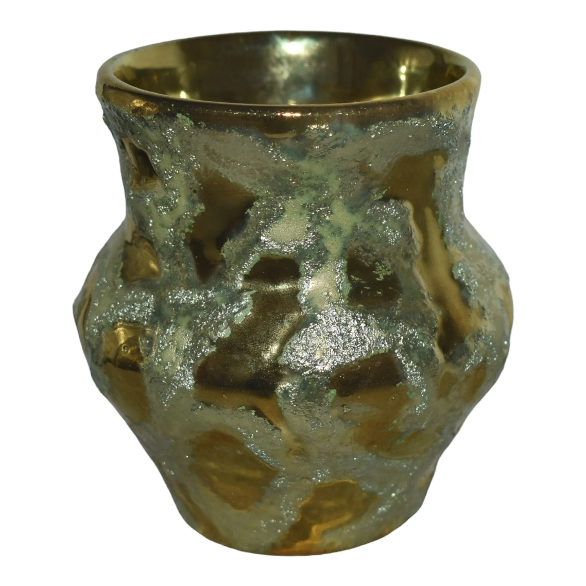 Paul Katrich Studio Pottery Gold Volcanic Metallic Luster Hand Made Vase 838