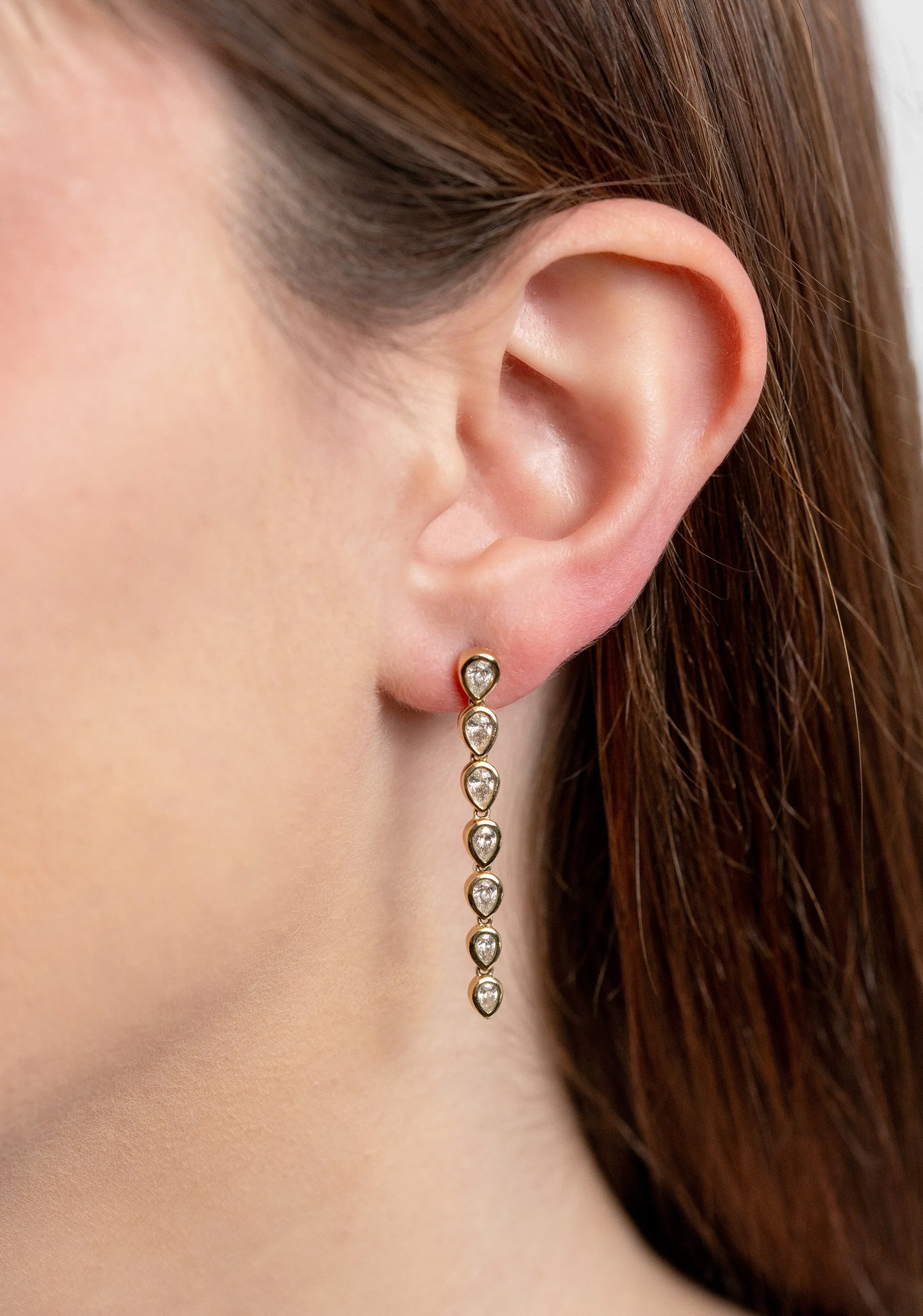 Pear-Cut Diamond Dangles by Shy Creation