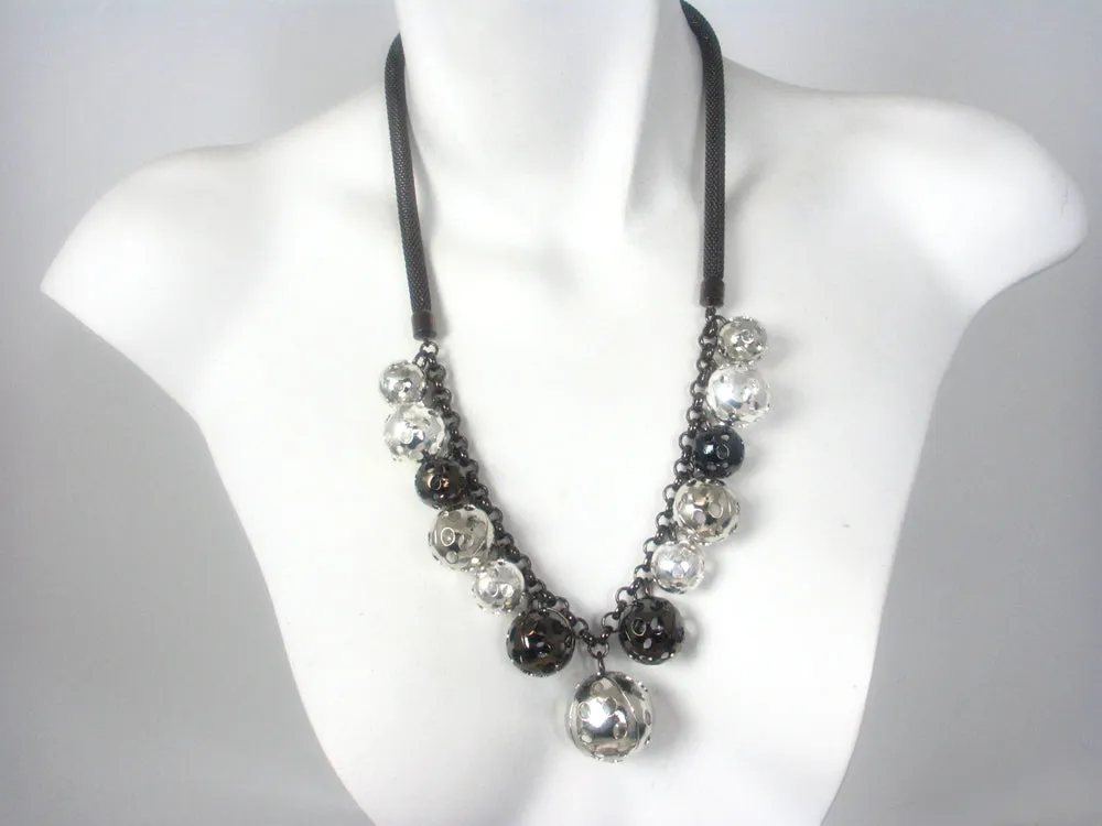 Perforated Beads and Mesh Necklace