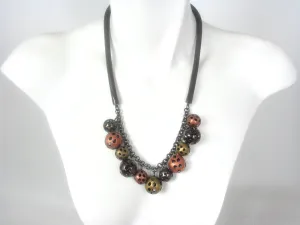 Perforated Beads and Mesh Necklace