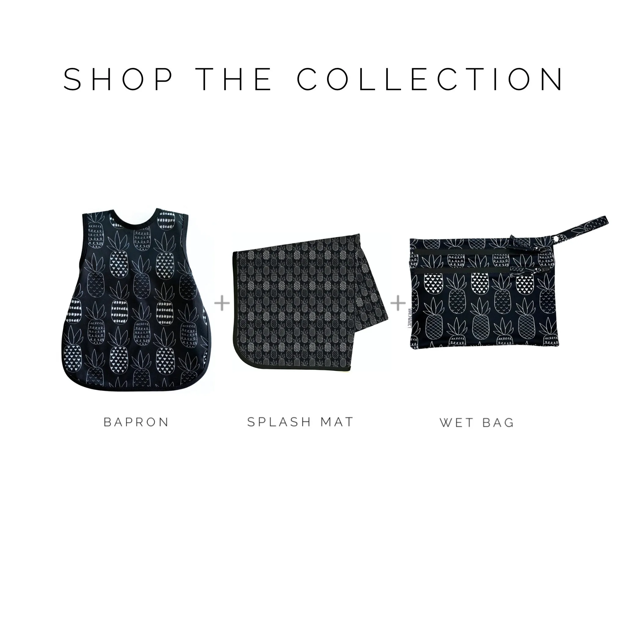 Pineapple Monochrome - Waterproof Wet Bag (For mealtime, on-the-go, and more!)