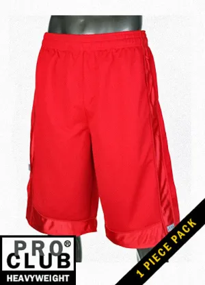 Pro Club Men's Heavyweight Red Mesh Shorts