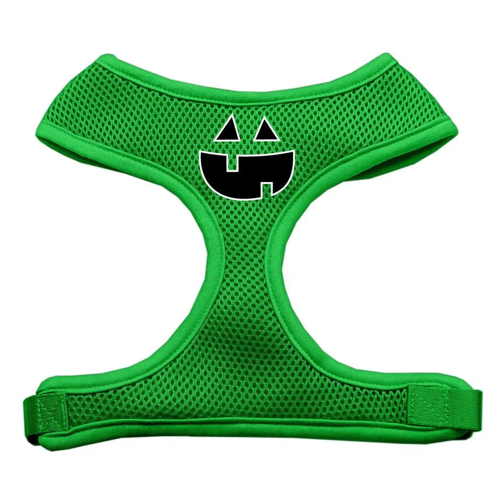 Pumpkin Face Design Soft Mesh Harnesses Emerald Green Medium