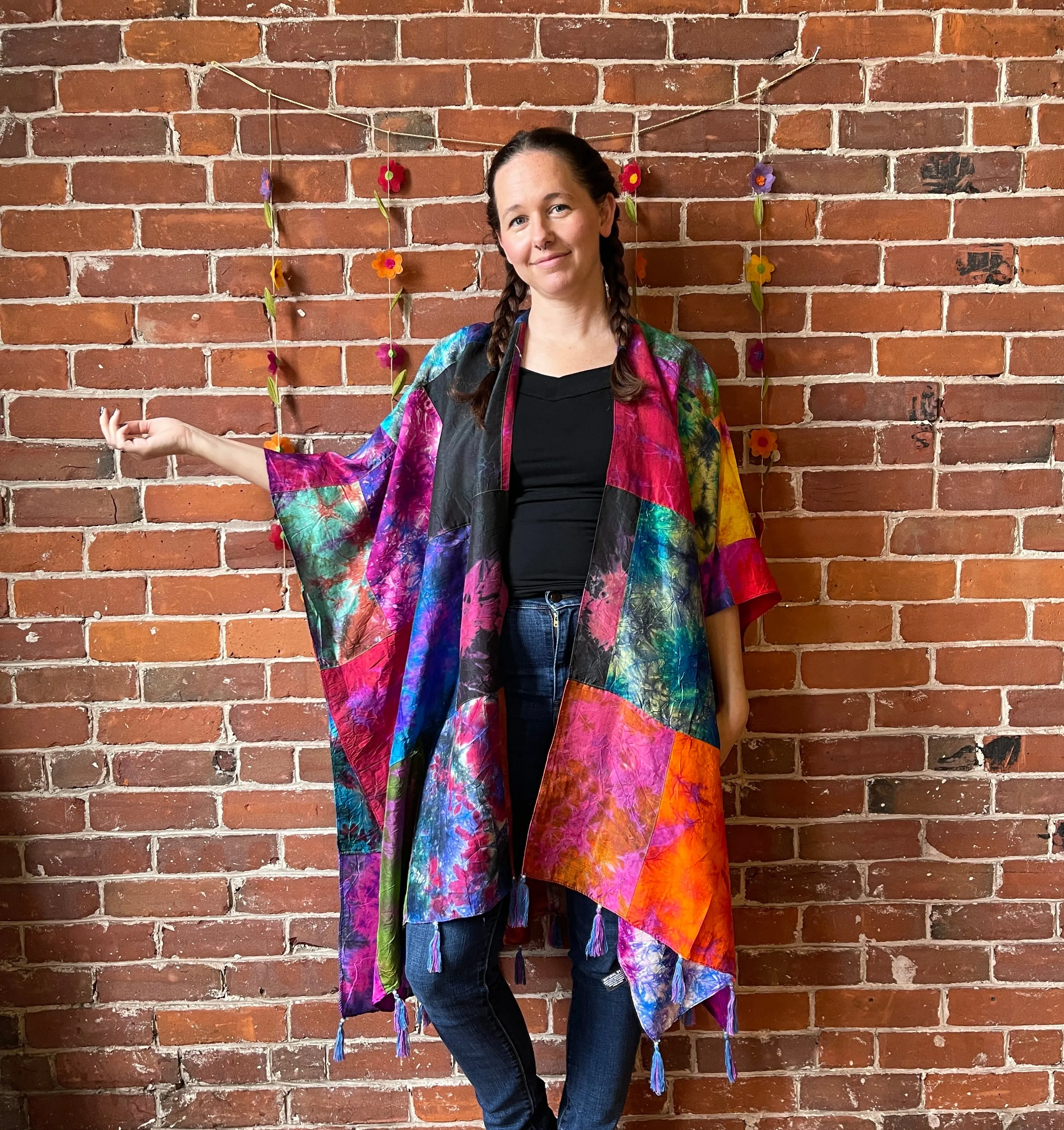 Rainbow Dreamer Tie Dye Silk Patchwork Kimono