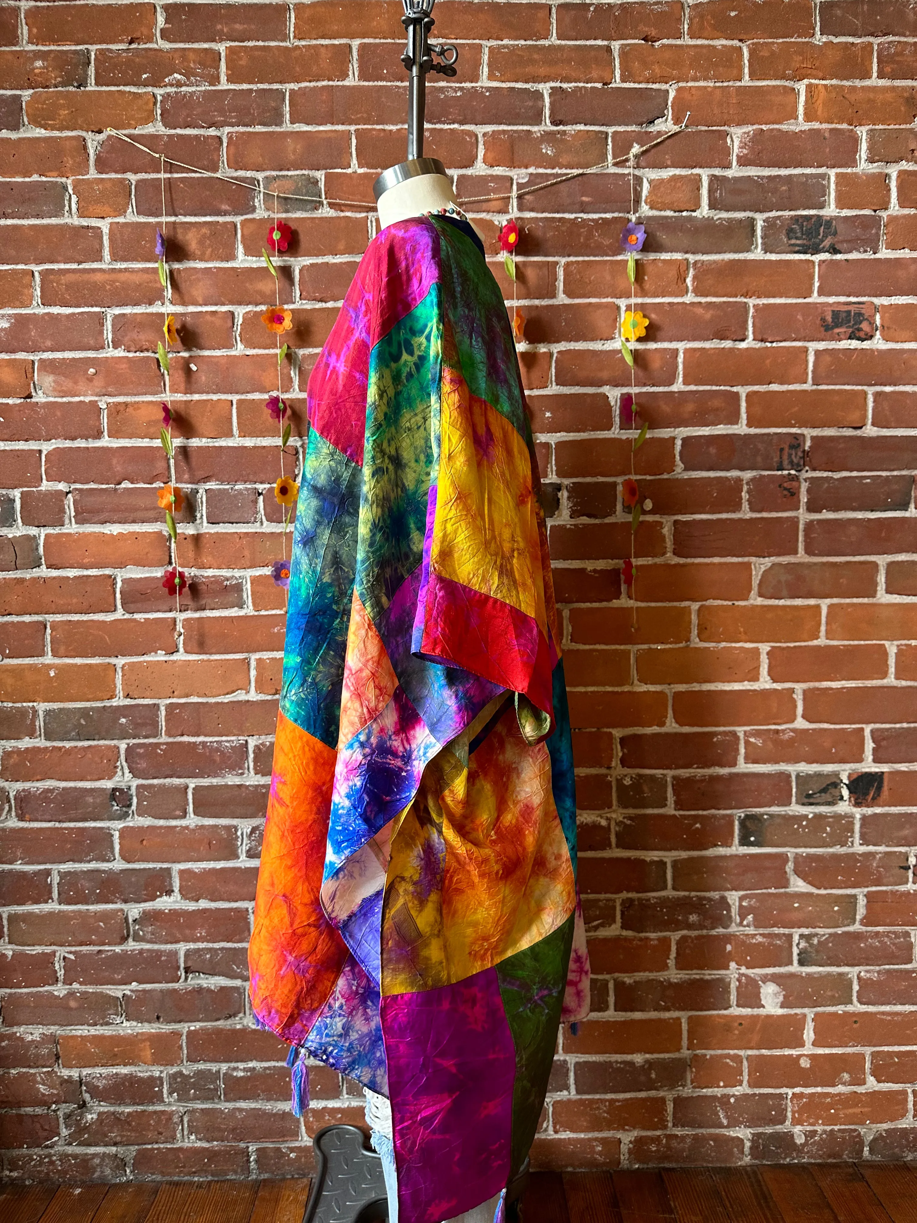 Rainbow Dreamer Tie Dye Silk Patchwork Kimono