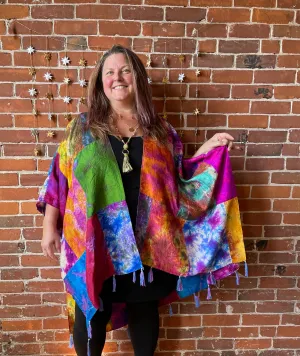 Rainbow Dreamer Tie Dye Silk Patchwork Kimono