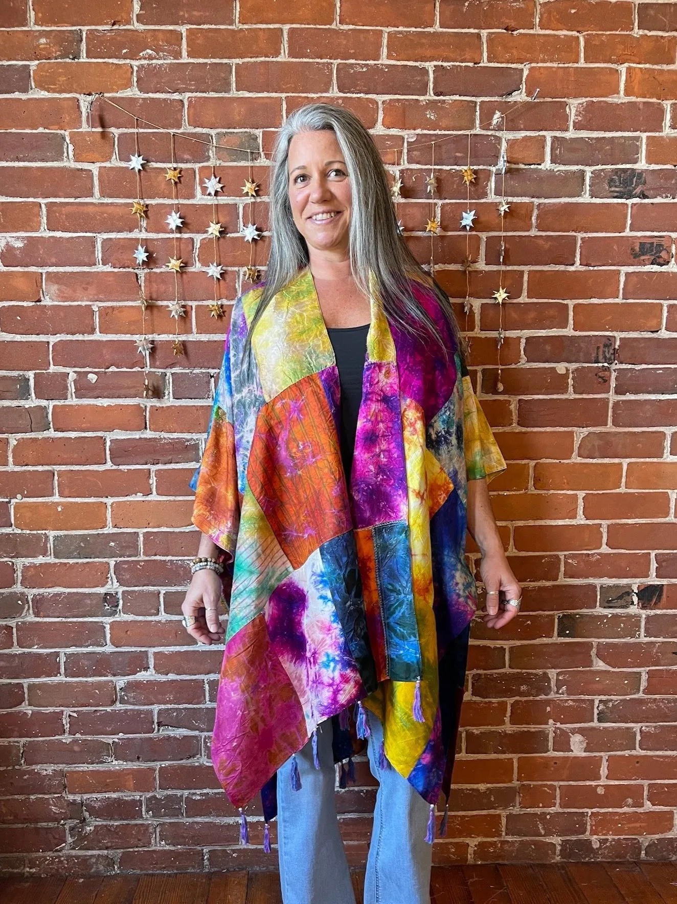 Rainbow Dreamer Tie Dye Silk Patchwork Kimono
