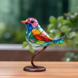 RainbowWing Bird - Mehrfarbiges doppelseitiges Acryl-Vogel-Tischornament
