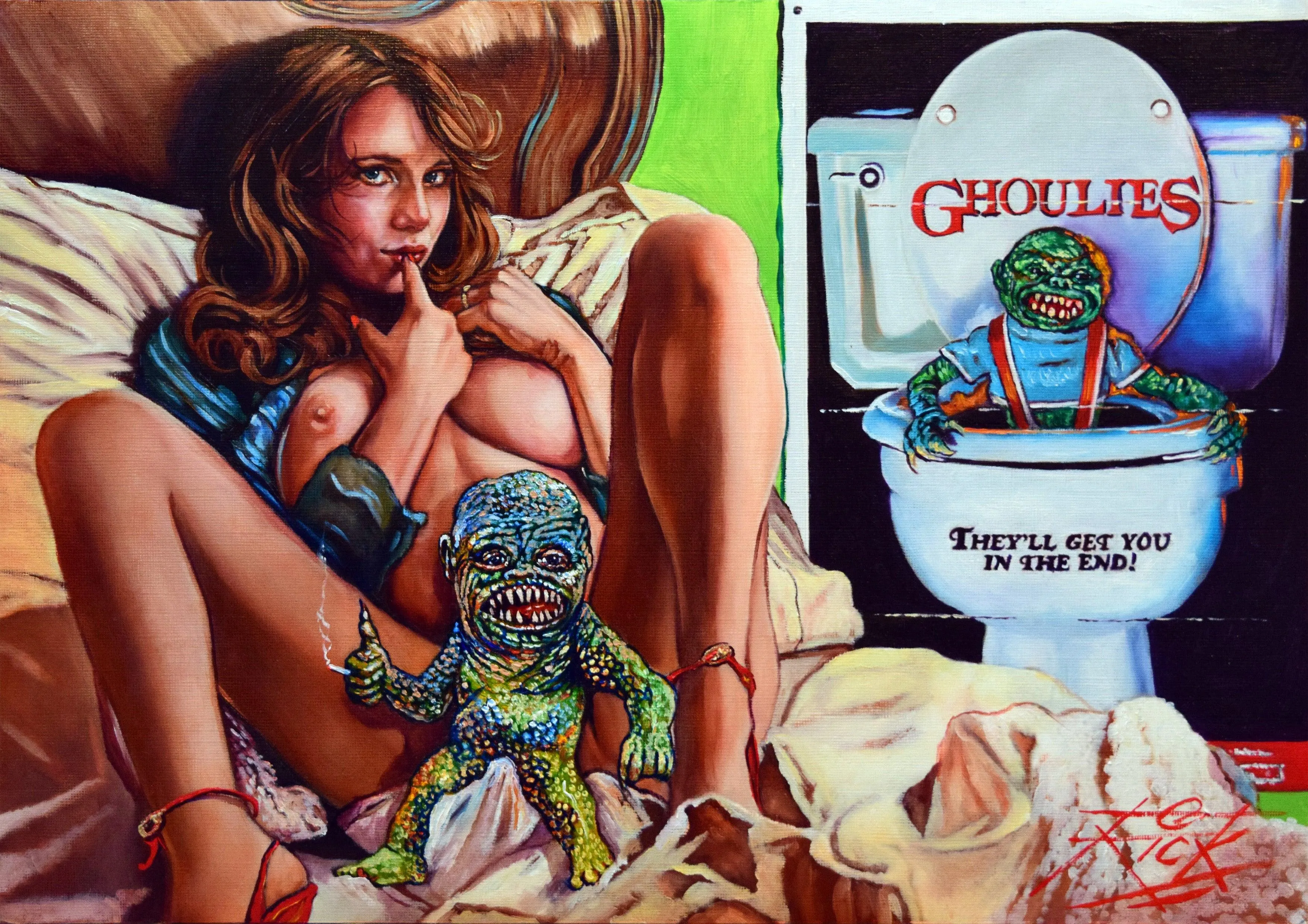 Rick Melton - Poster Girl Ghoulies - Erotic Horror - Art Print