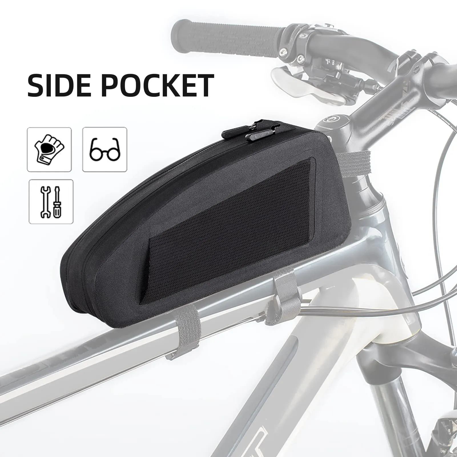 ROCKBROS Bike Bag Top Tube Bike Frame Bag Waterproof Two Zipper Pockets