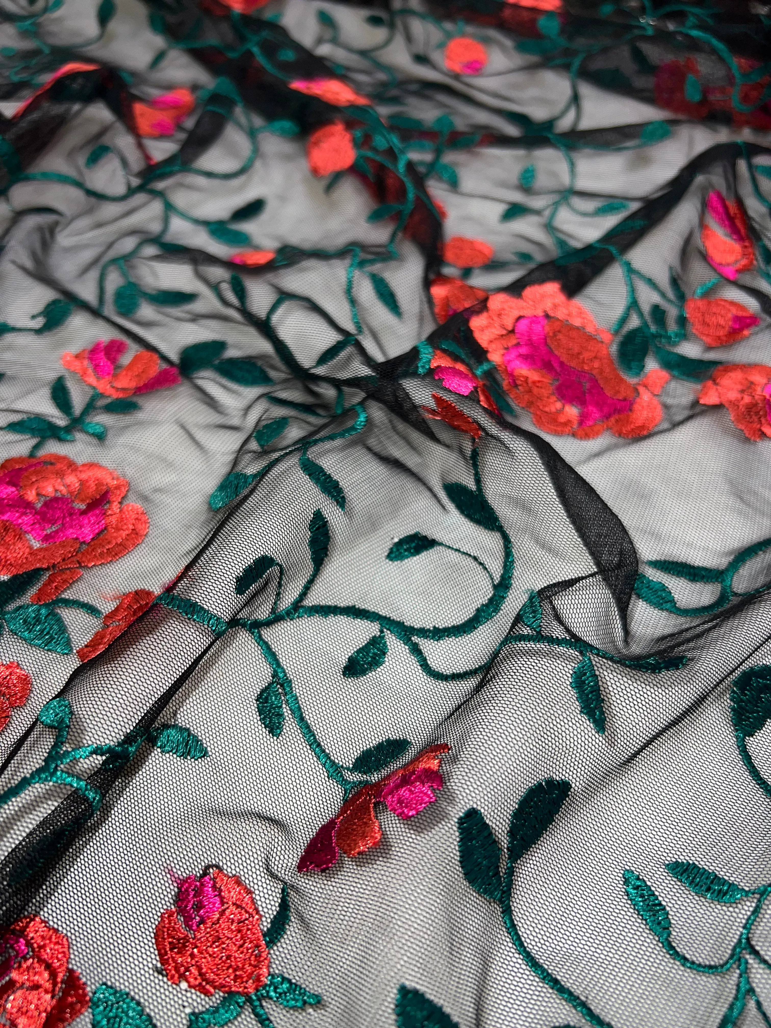 ROSE EMBROIDERY ON MESH [FWD-EMB1005]
