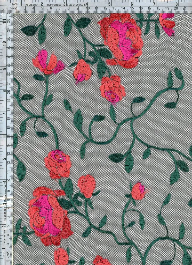 ROSE EMBROIDERY ON MESH [FWD-EMB1005]