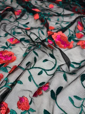 ROSE EMBROIDERY ON MESH [FWD-EMB1005]