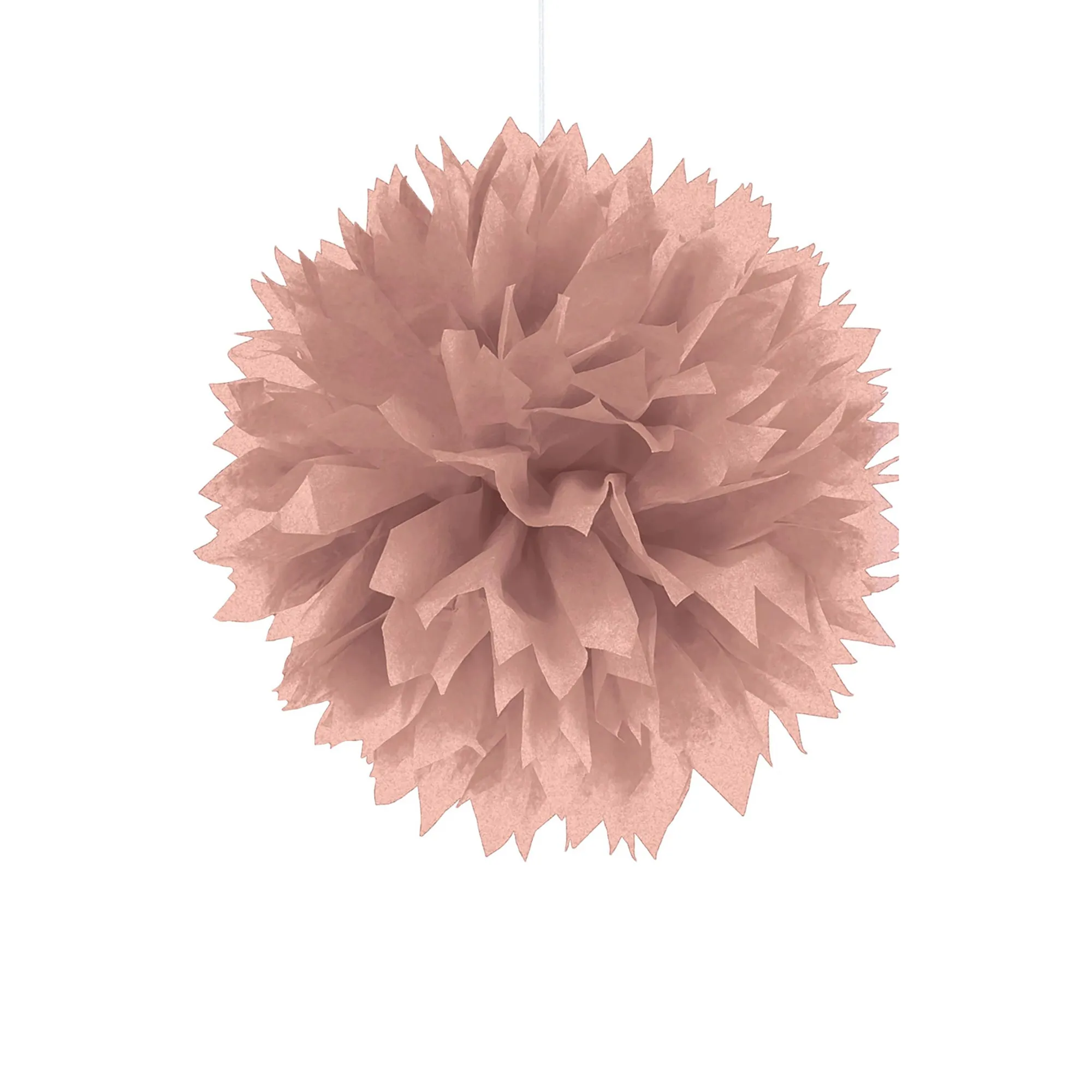 Rose Gold Fluffy Paper Decoration, 16 Inches, 3 Count