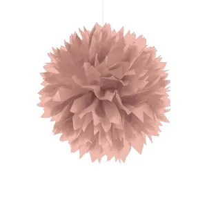Rose Gold Fluffy Paper Decoration, 16 Inches, 3 Count