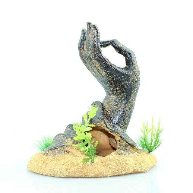 RQ19823P Hand Statue Aquarium Decoration 14.5x11x16cm