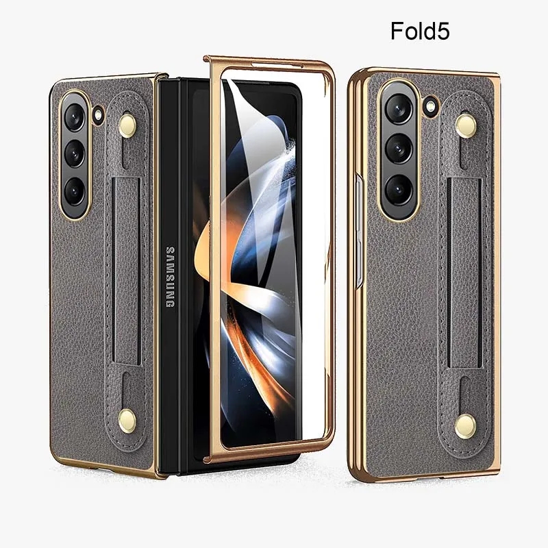 Samsung Fold Wrist Strap Foldable Anti Drop Leather Phone Case